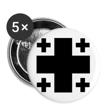 Jerusalemkreuz - Buttons groß 56 mm (5er Pack) - Weiß - Vorne