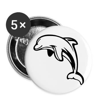 Dolphin Animal Sea - Buttons large 2.2''/56 mm (5-pack) - white - Front
