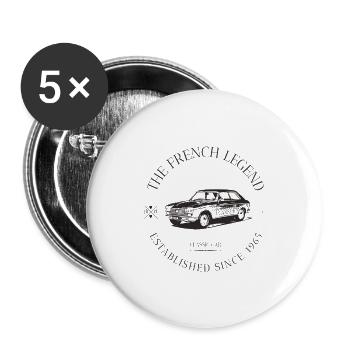  204 FRENCH CAR - Lot de 5 grands badges (56 mm) - blanc - Devant