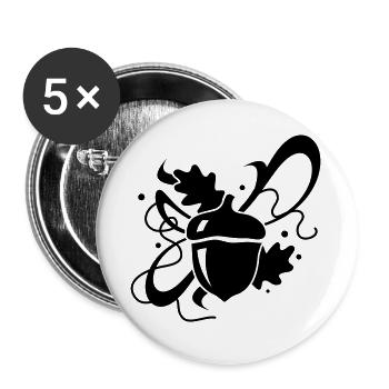 Eichel mit Eichenblätter - Buttons groß 56 mm (5er Pack) - Weiß - Vorne
