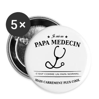 papa medecin - Lot de 5 grands badges (56 mm) - blanc - Devant