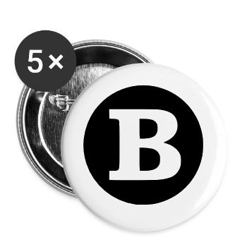 B - Buchstabe SOLO transparent - Buttons groß 56 mm (5er Pack) - Weiß - Vorne