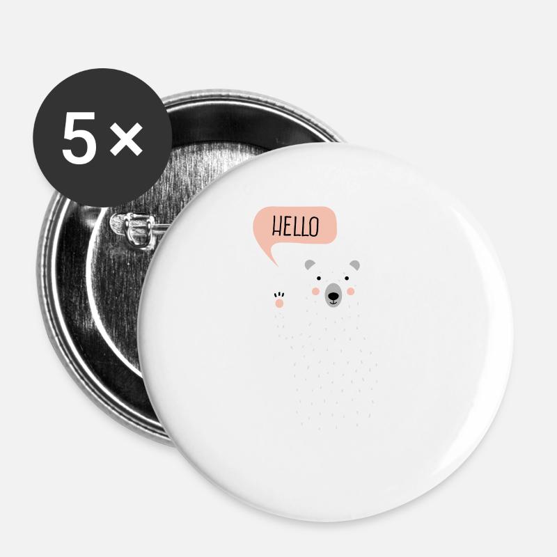 Cute Winter Polar Bear Illustration - Buttons large 2.2''/56 mm (5-pack) - white