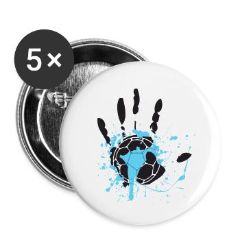 Blauer Hand großen - Buttons groß 56 mm (5er Pack) - Weiß - Vorne