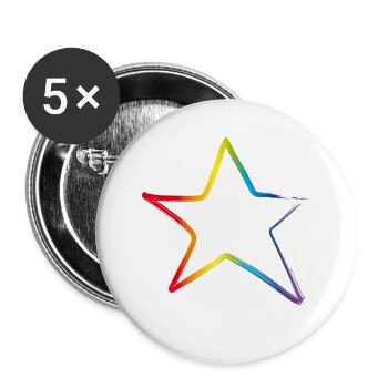 star stern regenbogen outline csd  Gay musical - Buttons groß 56 mm (5er Pack) - Weiß - Vorne