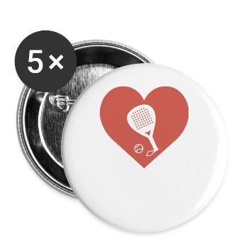 Padel-Liebhaber - Buttons groß 56 mm (5er Pack) - Weiß - Vorne