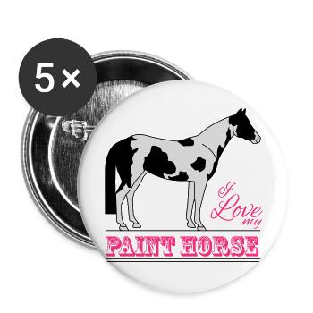 I love my paint horse - Lot de 5 grands badges (56 mm) - blanc - Devant
