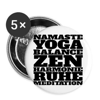 Yoga Namaste Meditation - Buttons groß 56 mm (5er Pack) - Weiß - Vorne