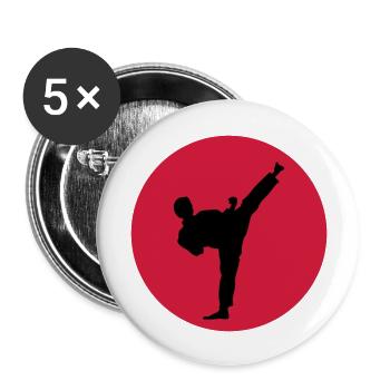 Kampfsport, Kick - Buttons groß 56 mm (5er Pack) - Weiß - Vorne