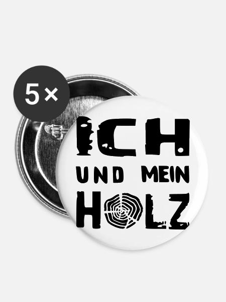 ich und mein - HOLZ - Buttons groß 56 mm (5er Pack) - Weiß