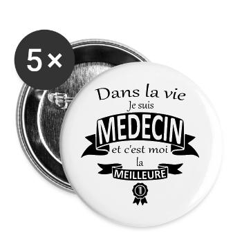MEDECIN MEILLEURE - Lot de 5 grands badges (56 mm) - blanc - Devant