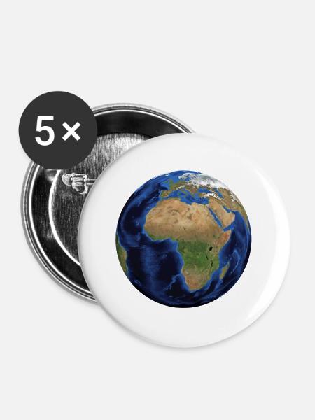 Erde - Buttons groß 56 mm (5er Pack) - Weiß