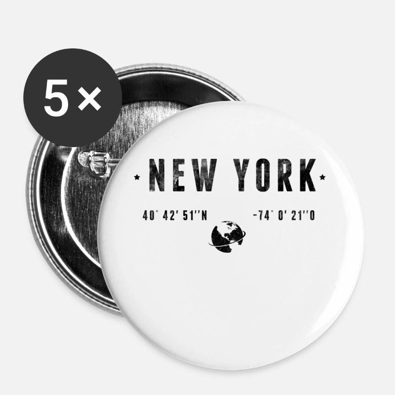 New York - Buttons large 2.2''/56 mm (5-pack) - white