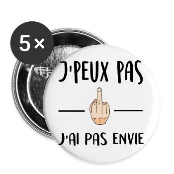 I can not I do not want - Buttons large 2.2''/56 mm (5-pack) - white - Front
