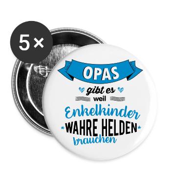 Opa - wahrer Held - Buttons groß 56 mm (5er Pack) - Weiß - Vorne