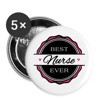 Best Nurse ever - Buttons groß 56 mm (5er Pack) - Weiß - Vorne