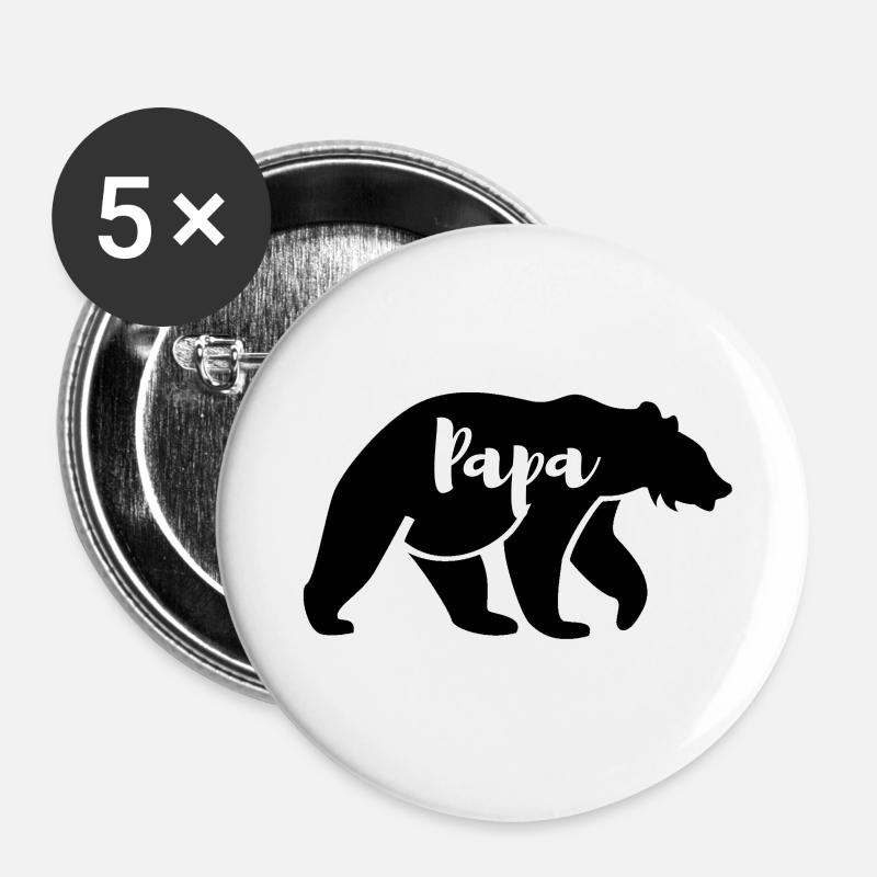 Papa bear - Buttons large 2.2''/56 mm (5-pack) - white