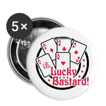Lucky Bastard (Gambling) 02 - Buttons large 2.2''/56 mm (5-pack) - white - Front