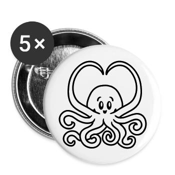Squid heart - line - Buttons large 2.2''/56 mm (5-pack) - white - Front