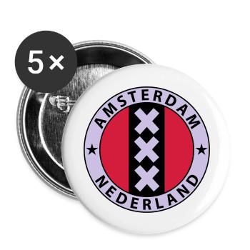 Amsterdam - Buttons groß 56 mm (5er Pack) - Weiß - Vorne