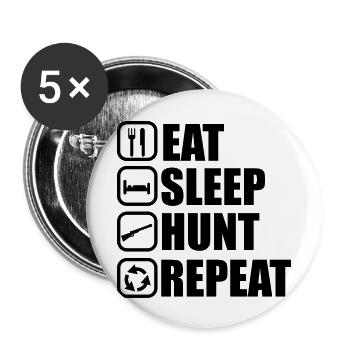EAT SLEEP HUNT - Lot de 5 grands badges (56 mm) - blanc - Devant