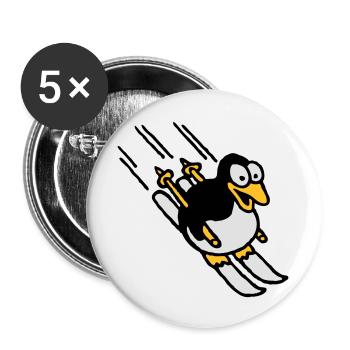 pinguin_ski_022011_e_3c - Buttons groß 56 mm (5er Pack) - Weiß - Vorne