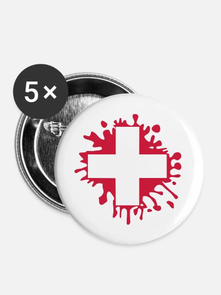 schweiz - Buttons groß 56 mm (5er Pack) - Weiß