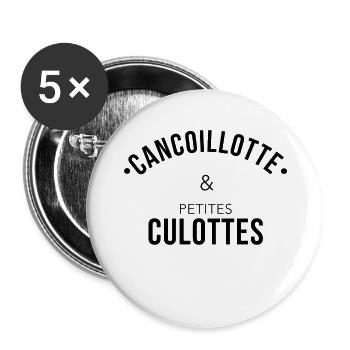 Cancoillottes & petites - Lot de 5 grands badges (56 mm) - blanc - Devant