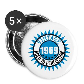 Vintage 1969 - Buttons groß 56 mm (5er Pack) - Weiß - Vorne