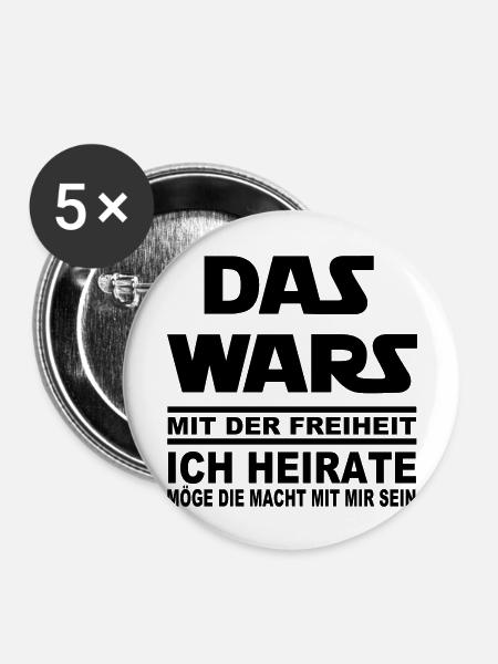 DAS WARS x HEIRATE - Buttons groß 56 mm (5er Pack) - Weiß