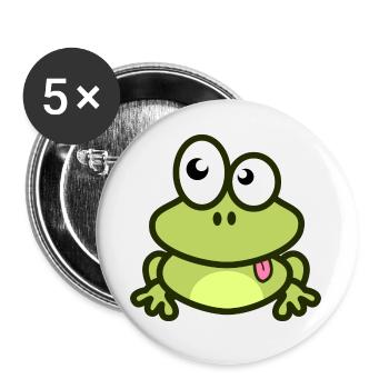 Lustiger Frosch in grün und Comic Stil - Buttons groß 56 mm (5er Pack) - Weiß - Vorne