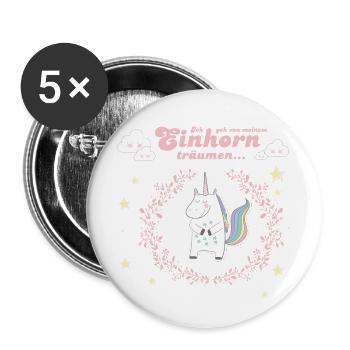 Licorne - Unicorn - Glitter - Lot de 5 grands badges (56 mm) - blanc - Devant