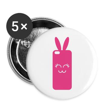 Pink Rabbit Phone Graphic - Lot de 5 grands badges (56 mm) - blanc - Devant