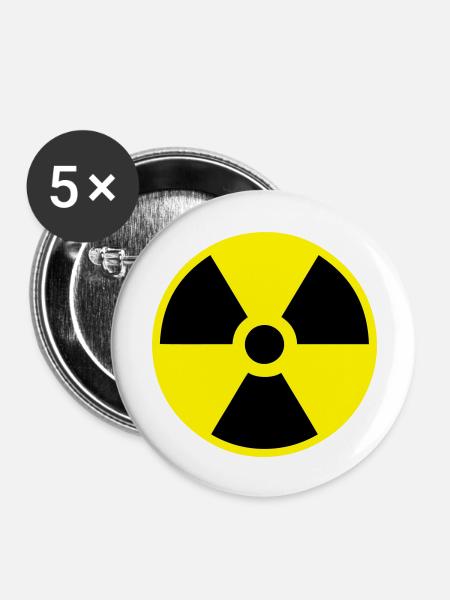 radioavtive - Buttons groß 56 mm (5er Pack) - Weiß