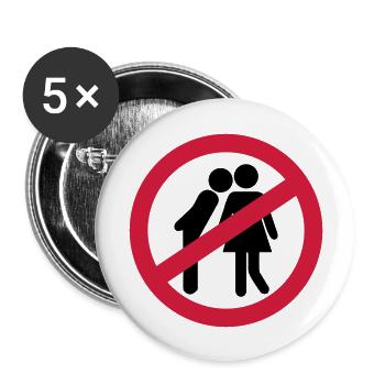 Küssen verboten - Buttons groß 56 mm (5er Pack) - Weiß - Vorne