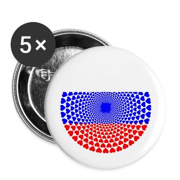 Russie Russie Россия Love Heart Mandala - Lot de 5 grands badges (56 mm) - blanc - Devant