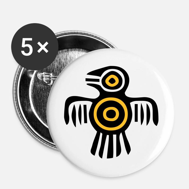 indian culture bird - Buttons large 2.2''/56 mm (5-pack) - white