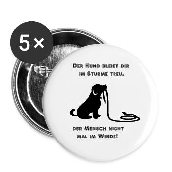 chien - Lot de 5 grands badges (56 mm) - blanc - Devant