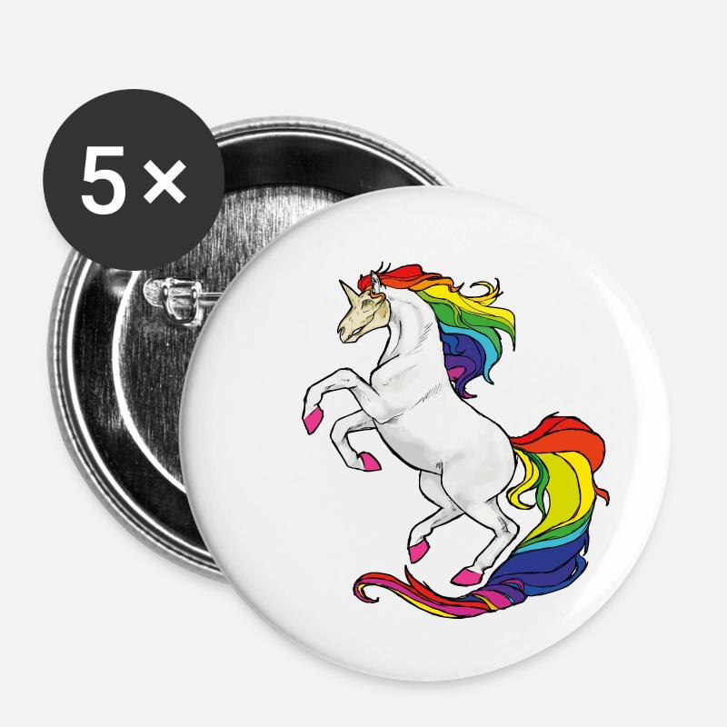 Zombie Einhorn - Buttons groß 56 mm (5er Pack) - Weiß