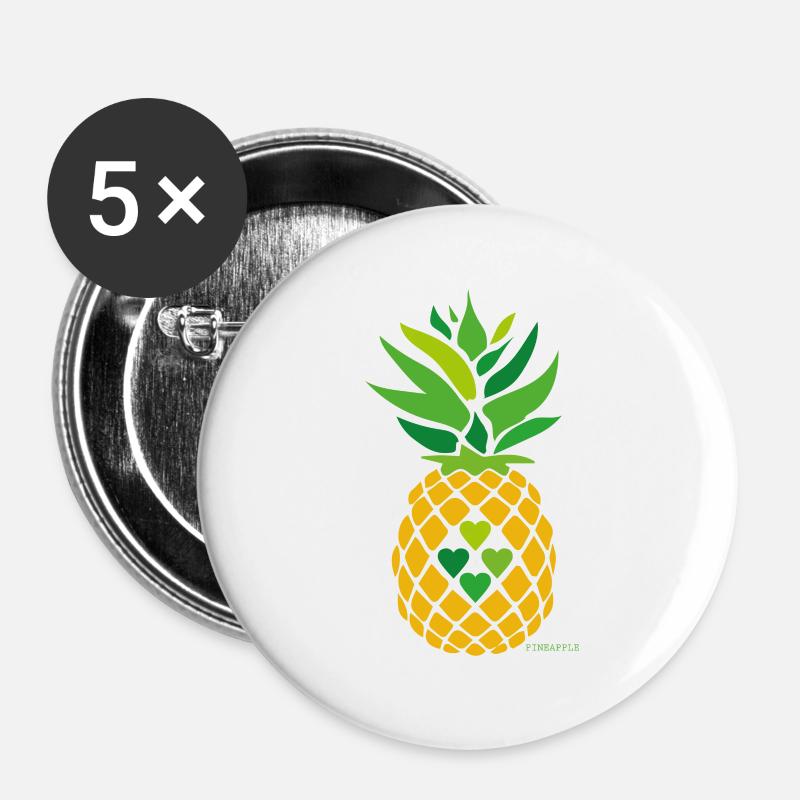 Love Pineapple - Buttons large 2.2''/56 mm (5-pack) - white