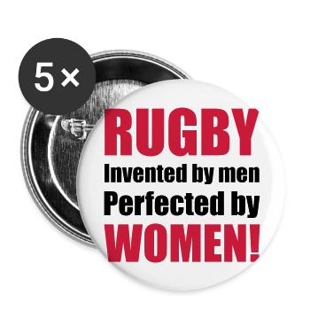 rugby - Lot de 5 grands badges (56 mm) - blanc - Devant