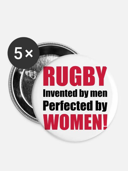 rugby - Buttons groß 56 mm (5er Pack) - Weiß