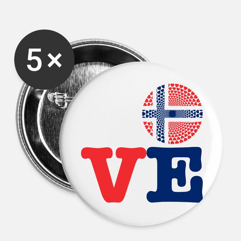 NORWAY HEART - Buttons large 2.2''/56 mm (5-pack) - white
