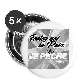 Pêche : Foutez-moi-la-paix - Lot de 5 grands badges (56 mm) - blanc - Devant