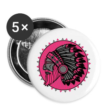 Beard indian - Buttons large 2.2''/56 mm (5-pack) - white - Front