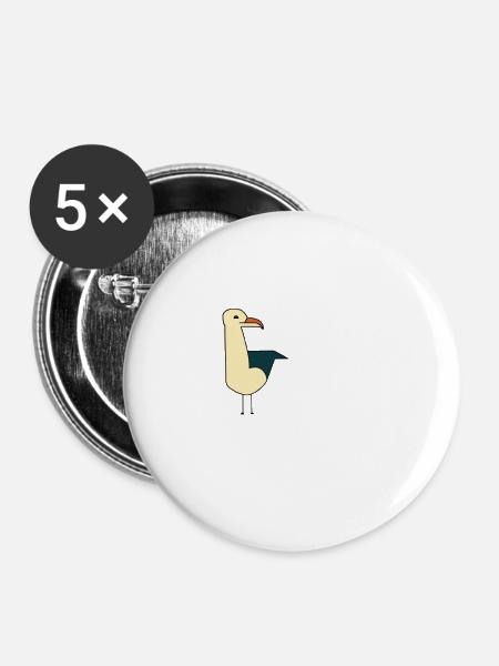 Möwe - Buttons groß 56 mm (5er Pack) - Weiß
