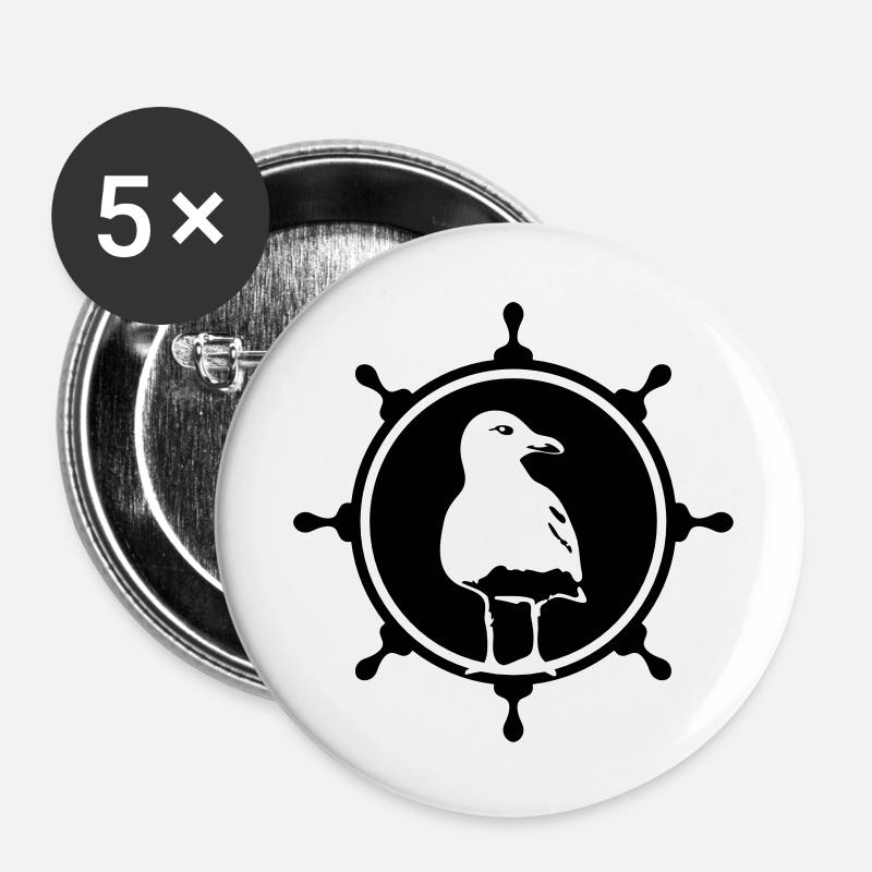 Seagull control wheel Seagull coast beach north of - Buttons large 2.2''/56 mm (5-pack) - white