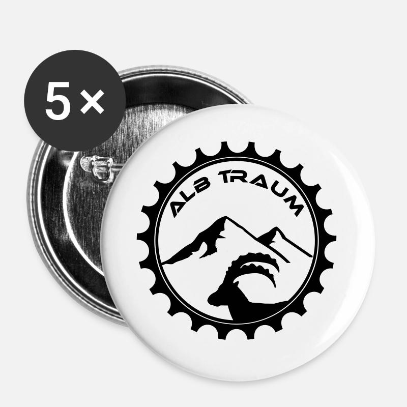 AlbTraum_BockAufBerg - Buttons groß 56 mm (5er Pack) - Weiß