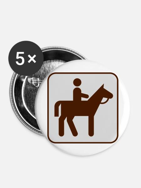 Pferd - Buttons groß 56 mm (5er Pack) - Weiß