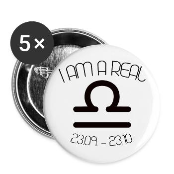 WAAGE STERNZEICHEN - Buttons groß 56 mm (5er Pack) - Weiß - Vorne
